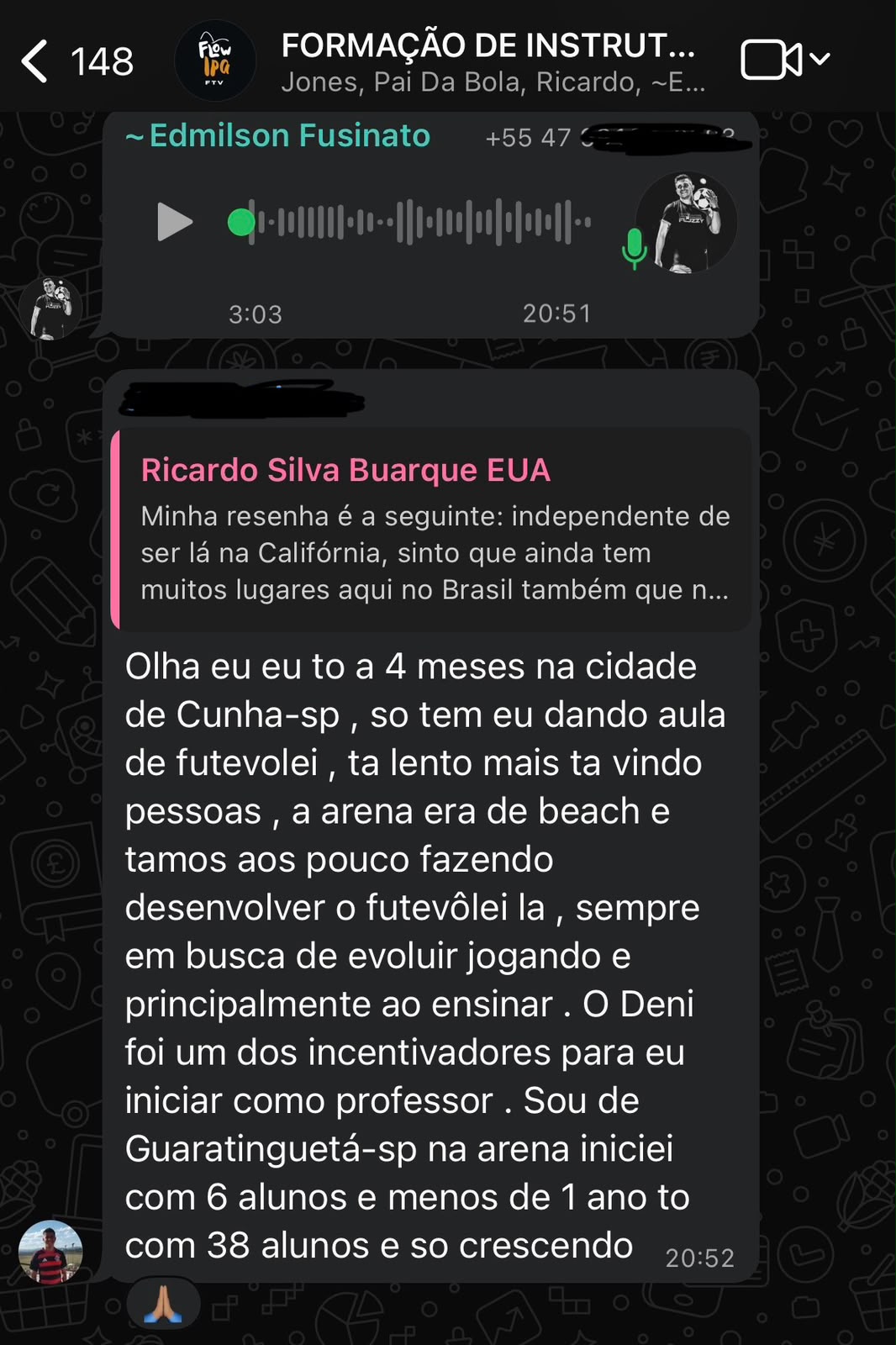 Depoimento via WhatsApp